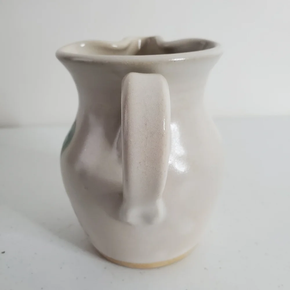 Vintage Dover Pottery Pitcher Artist Signed DBG 1984 Floral Butterfly Vase‎